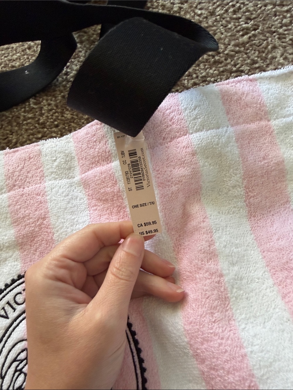 Victoria's Secret Pink & White Striped Tote Bag - Picture 2 of 2